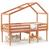 Cama alta con techo madera maciza de pino marrón cera 80x200