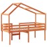 Cama alta con techo madera maciza de pino marrón cera 80x200