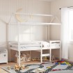 Cama alta con techo blanca madera maciza pino blanca 90x200 cm