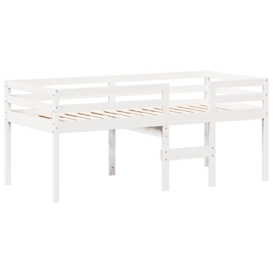 Cama alta con techo blanca madera maciza pino blanca 90x200