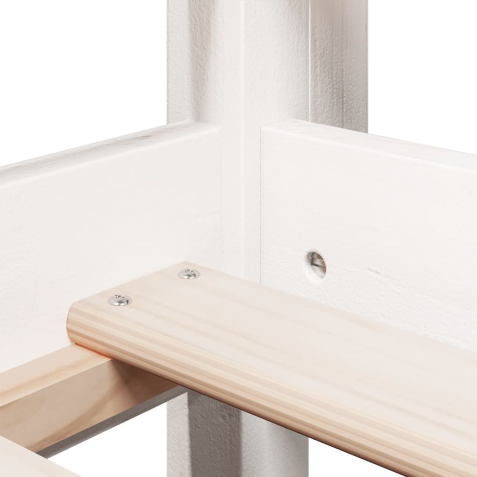 Cama alta con techo blanca madera maciza pino blanca 90x200