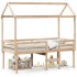 Cama alta con techo madera maciza de pino 90x190