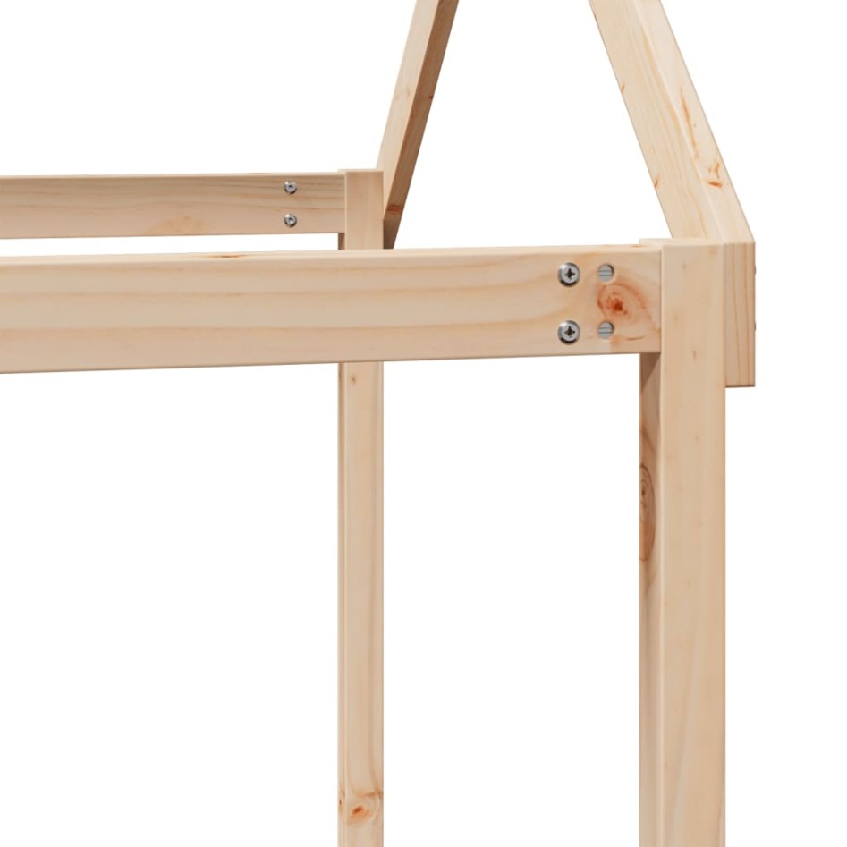 Cama alta con techo madera maciza de pino 90x190