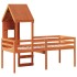 Cama alta con techo madera maciza de pino marrón cera 90x200