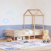 Estructura de cama con techo madera maciza de pino 90x200 cm