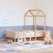 Estructura cama con techo madera maciza de pino 90x190 cm