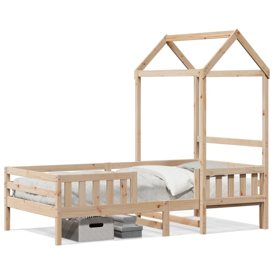 Estructura cama con techo madera maciza de pino 90x190