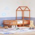 Estructura cama con techo madera maciza pino marrón 90x190
