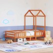 Estructura cama con techo madera maciza pino marrón 90x190 cm