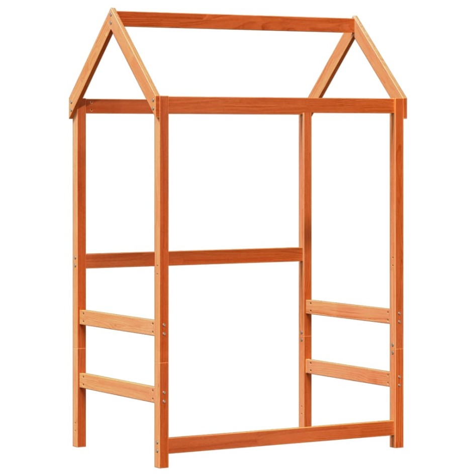 Estructura cama con techo madera maciza pino marrón 90x190