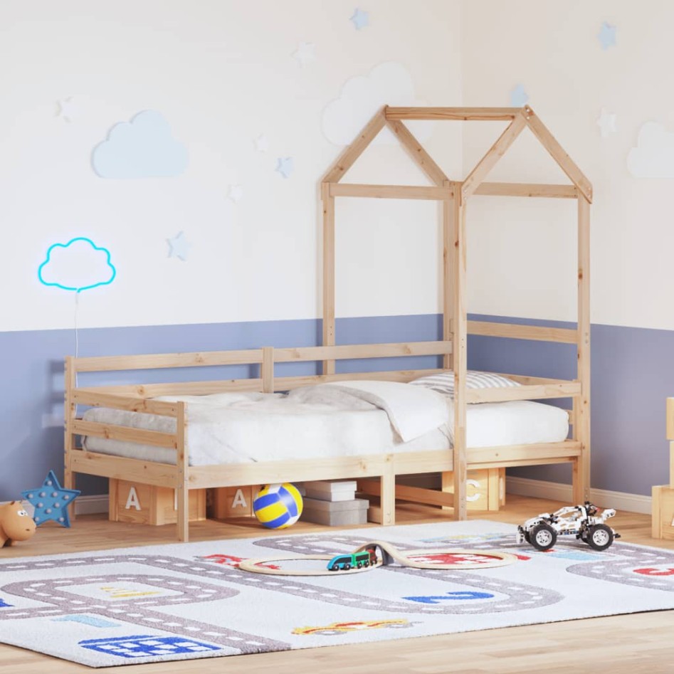 Sofá cama con techo madera maciza de pino 90x200