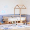 Sofá cama con techo madera maciza de pino 90x200 cm