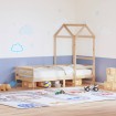 Sofá cama con techo madera maciza de pino 90x200 cm