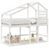 Cama alta escalera y techo madera maciza pino blanca 80x200