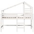 Cama alta escalera y techo madera maciza pino blanca 80x200