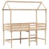 Cama alta con escalera y techo madera maciza de pino 90x200