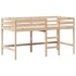 Cama alta con escalera y techo madera maciza de pino 90x200