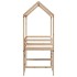 Cama alta con escalera y techo madera maciza de pino 90x200
