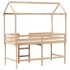 Cama alta con escalera y techo madera maciza de pino 90x200