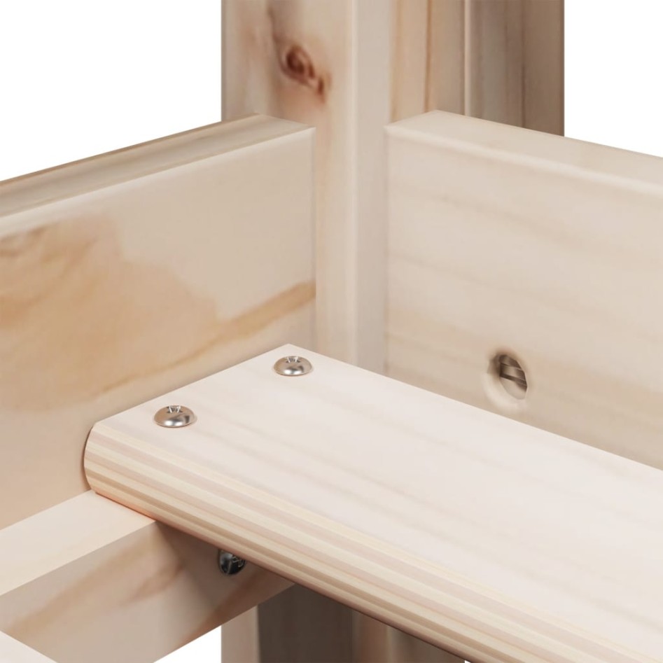 Cama alta con escalera y techo madera maciza de pino 90x200