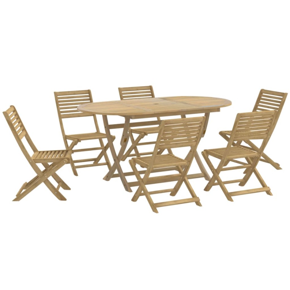 Juego de comedor para jardín 7 piezas madera maciza