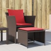 Sillón de jardín con reposapiés ratán sintético marrón