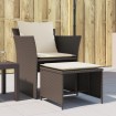 Sillón de jardín con reposapiés ratán sintético marrón