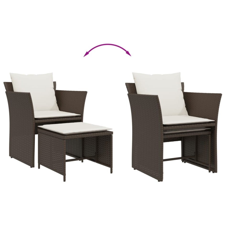 Sillón de jardín con reposapiés ratán sintético