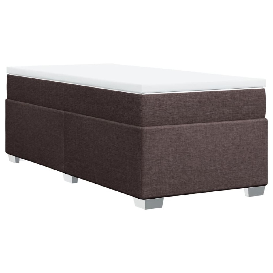 Cama box spring con colchón tela marrón oscuro 90x190