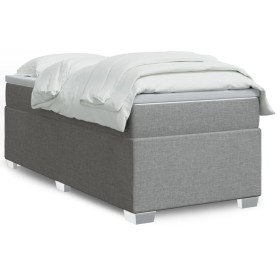 Cama box spring con colchón tela gris claro 90x200