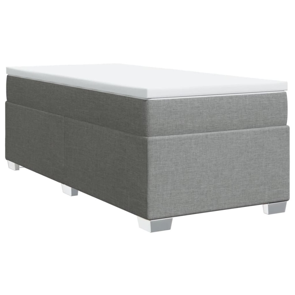 Cama box spring con colchón tela gris claro 90x200