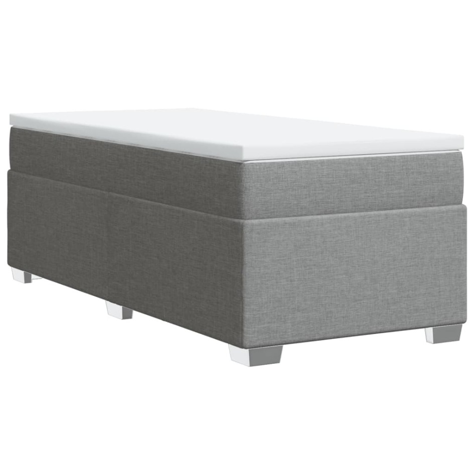 Cama box spring con colchón tela gris claro 100x200