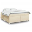 Cama box spring con colchón tela color crema 180x200 cm