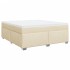 Cama box spring con colchón tela color crema 180x200