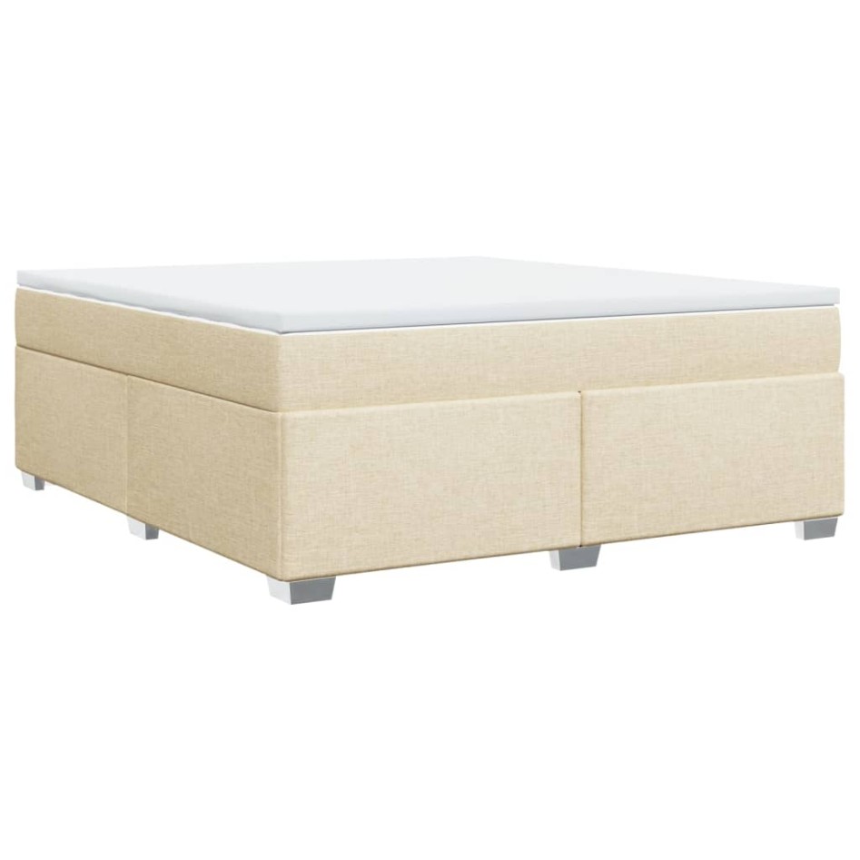 Cama box spring con colchón tela color crema 180x200