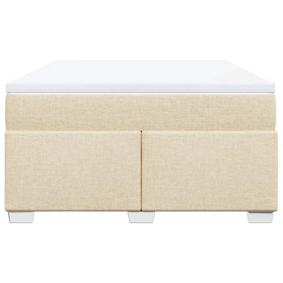 Cama box spring con colchón tela color crema 140x200