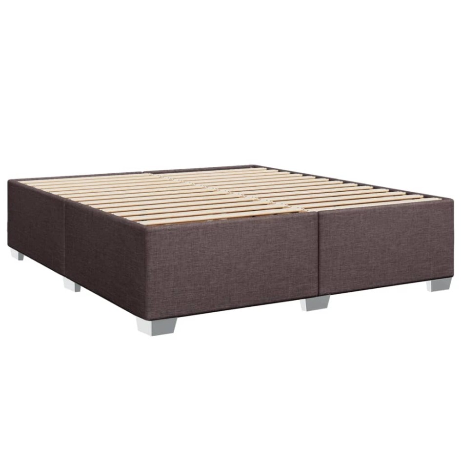 Cama box spring con colchón tela marrón oscuro 180x200