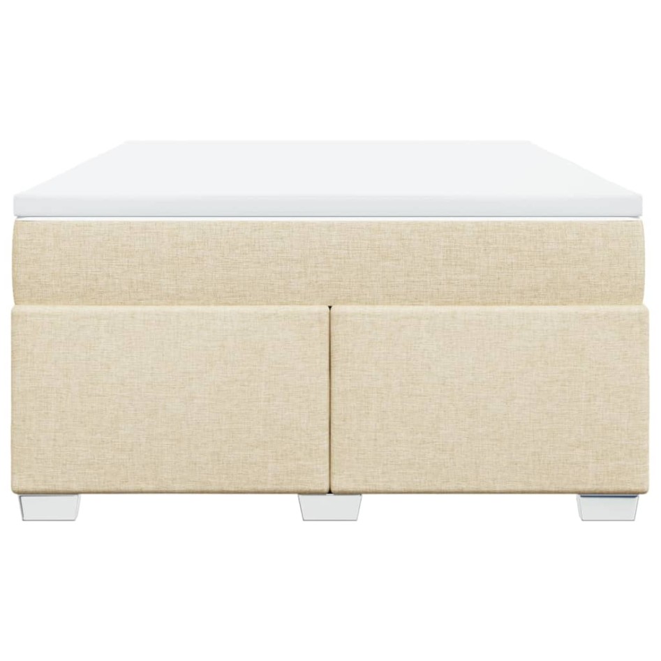 Cama box spring con colchón tela color crema 160x200