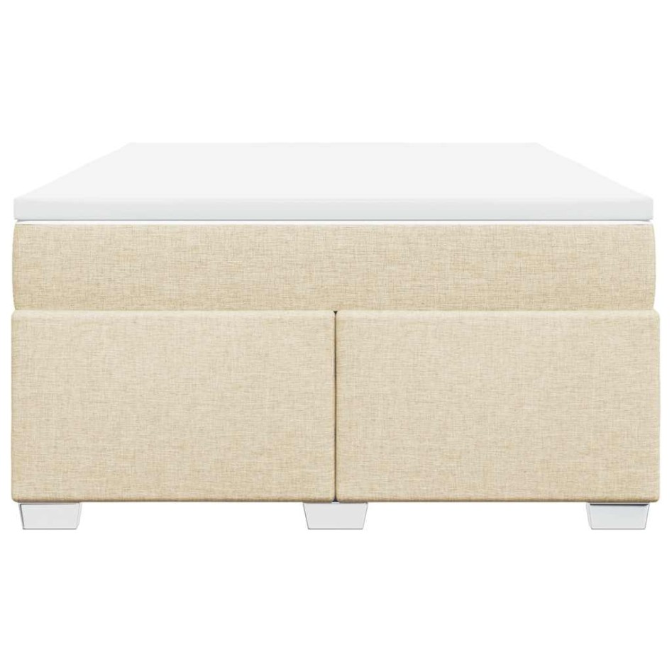 Cama box spring con colchón tela color crema 140x190