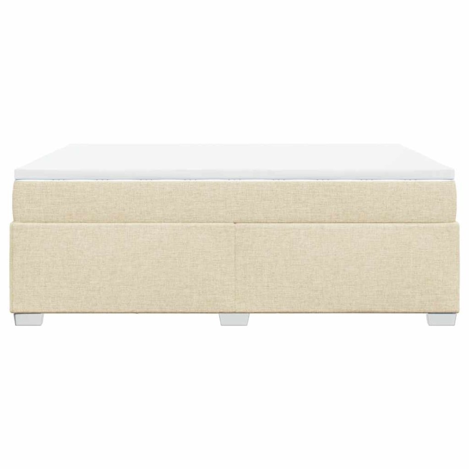 Cama box spring con colchón tela color crema 140x190