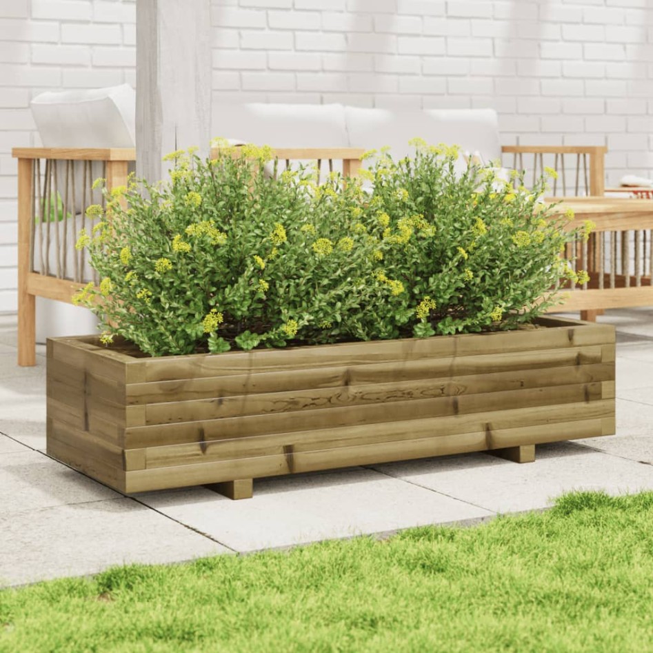 Jardinera de madera de pino impregnada 110x40x26,5