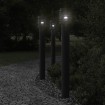 Lámparas de suelo exterior con enchufe 3 uds acero negro 110 cm