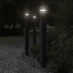 Lámparas suelo exterior con sensor 3 uds aluminio negro 110 cm