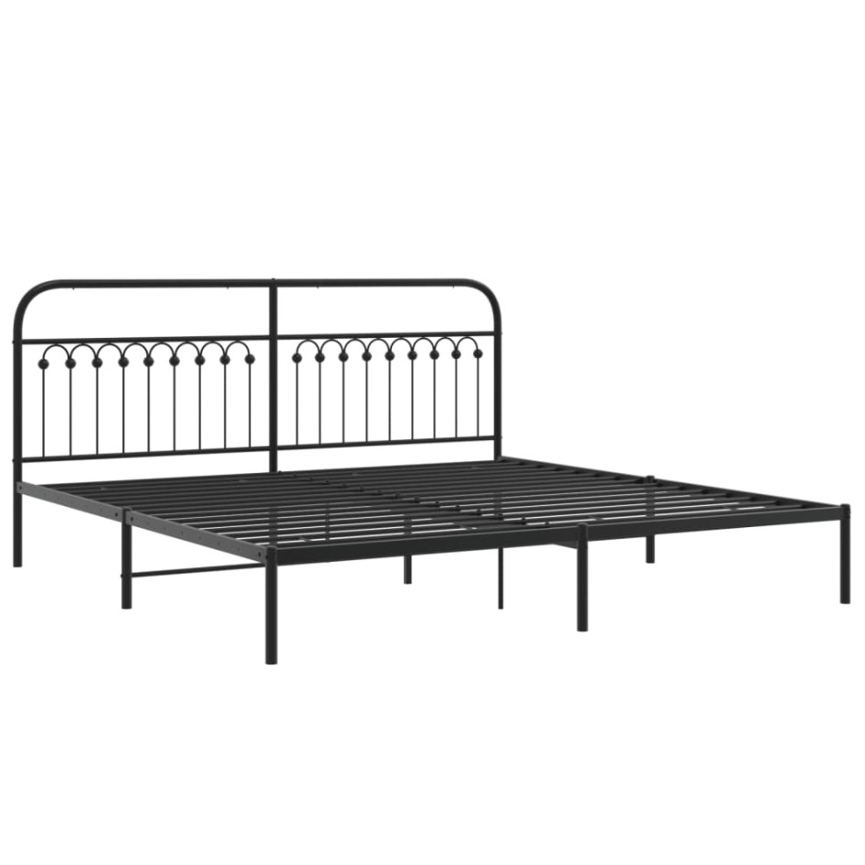 Estructura cama sin colchón con cabecero metal negro 193x203