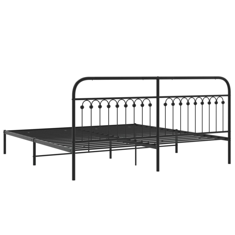 Estructura cama sin colchón con cabecero metal negro 193x203