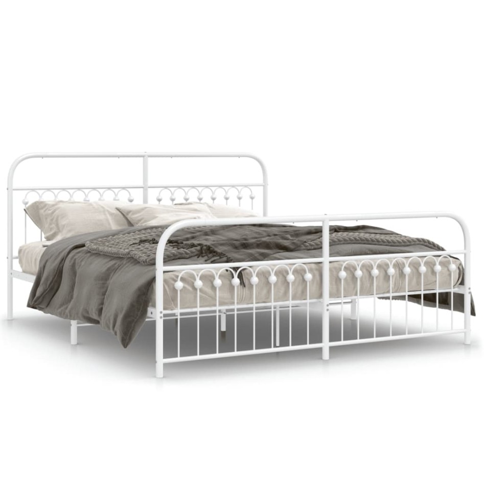 Estructura cama sin colchón con estribo metal blanco 183x203