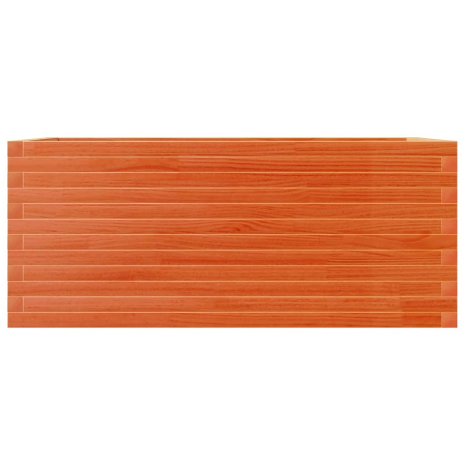 Jardinera madera maciza de pino marrón cera 110x60x45,5