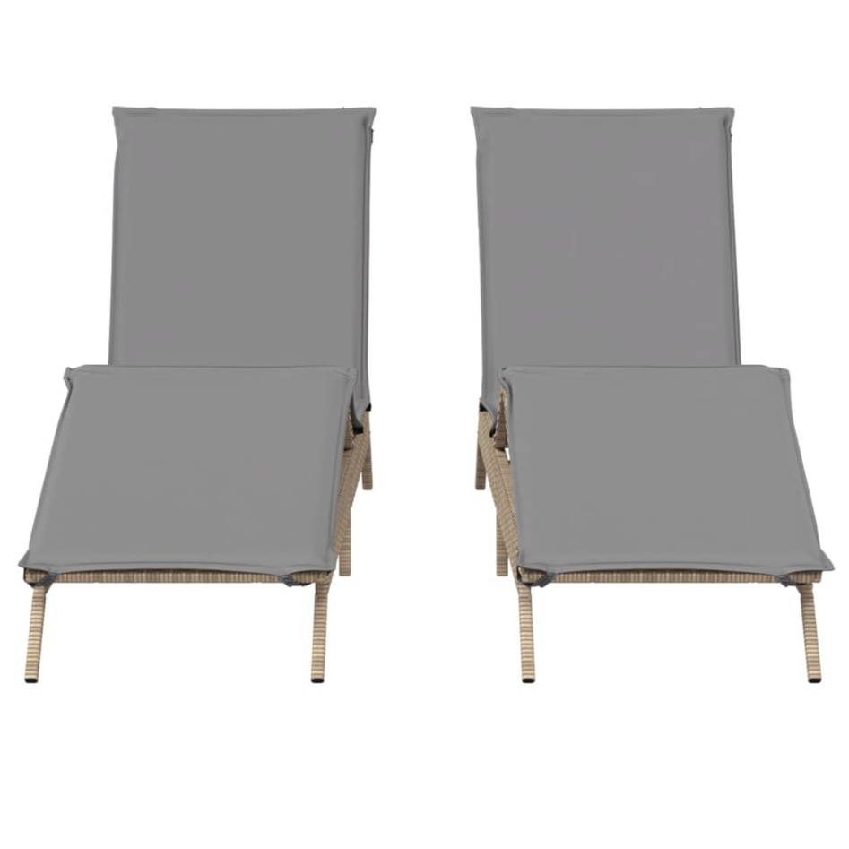 Tumbonas con cojines 2 unidades ratán sintético