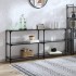 Mesa consola con superficie de vidrio negro acero