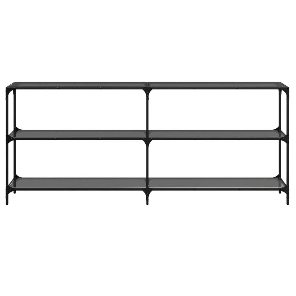 Mesa consola con superficie de vidrio negro acero